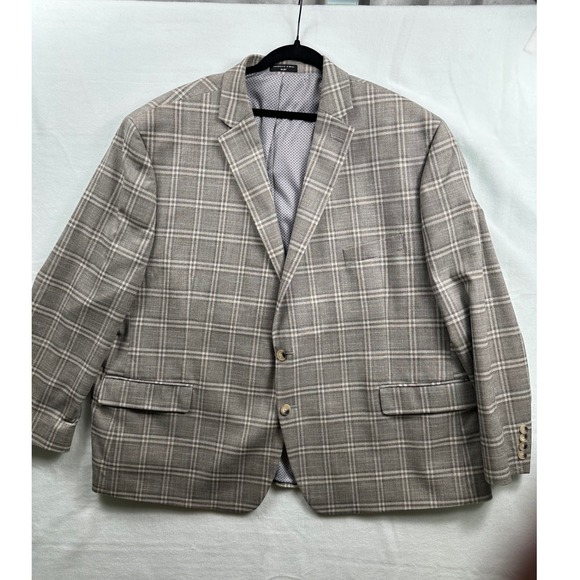 Shaquille O'Neal Other - Shaquille Oneal Mens XLG Plaid Blazer Jacket Sport Coat Suit Separate Tan Gray